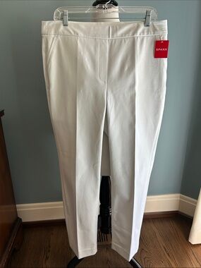 SPANX White Seam-Front Pull-On Ponte Trousers
